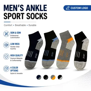 Men’s Color Blocked Breathable 100% Cotton Terry Socks with Moisture Wicking Cushioned Sole for Spring Summer Outdoor Sports