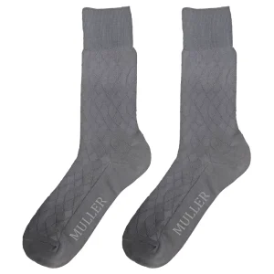 Men’s Combed Cotton Dress Socks Spring Anti Slip Casual Breathable Socks with 3D Rectangles Pattern