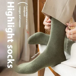 Men’s Comfortable Sunshine Cotton Mid-Calf Casual Socks Breathable Business Socks for Spring Autumn Crew Solid Color