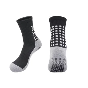 Men’s Compression Athletic Crew Socks with Anti Slip Grip Custom Logo Knitted Sports Soccer Socks for Spring Season