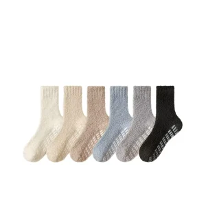 Men’s Coral Fleece Socks Mid Calf Crew Length Anti Bacterial Sleep Floor Socks For Autumn Winter Thickened Terry Fleece Lining