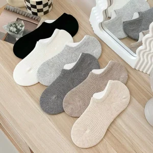 Men’s Cotton Ankle Socks Autumn Standard Thickness Regular Style Solid Color Character Pattern Knitted Bottom Youth