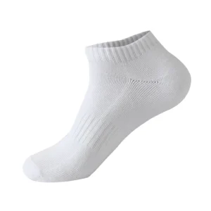 Men’s Cotton Ankle Sport Socks Black White Terry Toweling Short Cut Running Socks with Bottom Logo for Spring Season