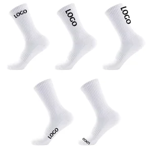 Men’s Cotton Crew Athletic Socks Cushion Terry Sole Running Basketball Socks Custom Letter Logo