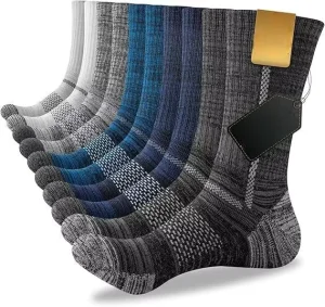 Men’s Cotton Crew Work Socks Cushioned Boot Socks Moisture Wicking Customizable Logo Knitted High Top Ankle Design for Autumn