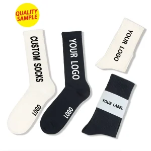 Men’s Cotton Crew and Ankle Socks with Customized Logo Anti Slip and Disposable Logo Positioned on Bottom
