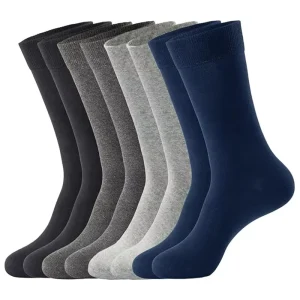 Men’s Cotton Dress Socks Athletic Crew Sport Socks for Men Classic Plain Colors Business Socks