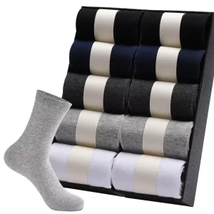 Men’s Cotton Fiber Socks Formal Solid Colors White Black High Crew Business Work Football Printed Pattern Summer Knitted
