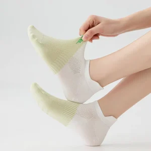 Men’s Cotton Mesh No Show Socks Summer Breathable Antibacterial Anti-slip Low Cut Casual Socks
