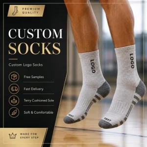 Men’s Cotton Mid Calf Sports Running Socks Autumn Sweat-Absorbing Crew Cotton Socks for Basketball Sport Adults Size Custom Logo