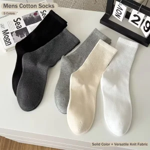 Men’s Cotton Sweat Absorbing Socks All Season Versatile Sports Casual Socks College Style Long Combed Cotton Socks