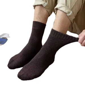Men’s Cozy Winter Alpaca Wool Casual Socks Thermal Moisture Wicking Hiking Logo Socks Sustainable Anti-Foul Sweat-Absorbent