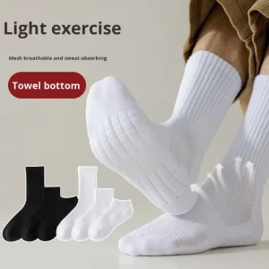 Men’s Crew Casual Sports Socks Autumn Sweat Absorbent Odor Resistant Anti Bacterial Cotton Body Logo Shock Absorbing