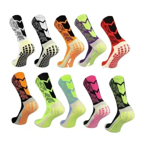 Mens Crew Colorful Soccer Socks with Knitted Non Slip Grip Thick Sole ODM for Outdoor Games Training and Running