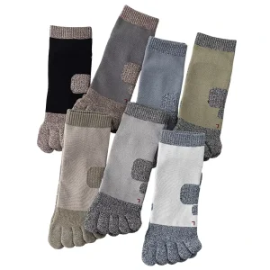 Men’s Crew Five-Finger Terry Socks Knitted Cotton Non-Slip Anti-Pilling Mesh Sweat-Absorbent Breathable Deodorant Spring Body