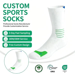 Men’s Crew High Football Sports Socks Anti-Slip Rubber Sole Anti-Bacterial Spandex/Nylon Body Logo Winter Season