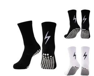 Men’s Crew Knitted Football Grip Socks Silicone Anti-Slip Breathable Sweat Absorbent Sports Socks With Custom Logo and Packaging