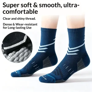 Men’s Crew Knitted Thin ODM Professional Running Socks Towel Bottom Non-Slip Shock Absorption