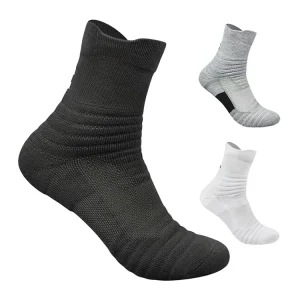 Men’s Custom Athletic Quarter Socks Thin Bottom Winter Cotton Terry for Basketball Running High Crew Thermal for Outdoor Sports