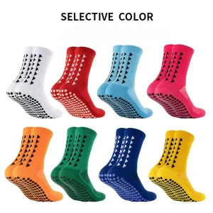 Men’s Custom Comfortable Non Slip Soccer Grip Socks with Cuff and Bottom Design Crew High Autumn Season Suitable