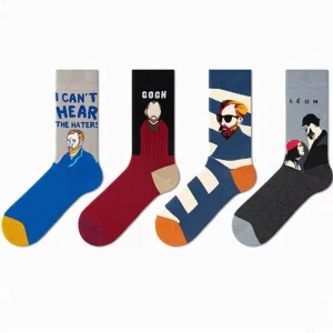 Men’s Custom Jacquard Dress Socks Bamboo Cotton Minimum Order Digital Printing Logo Casual Print Pattern for Spring