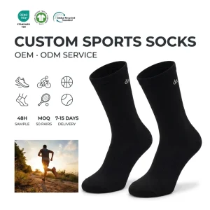 Men’s Custom Logo Outdoor Sports Socks 82% Cotton Moisture Wicking Knitted Crew Socks For Rock Climbing BSCI