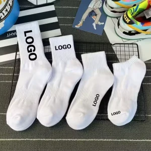 Men’s Custom Logo Sports Socks with Embroidery Crew Casual Thin Knitted Bottom Sample for Summer Sports
