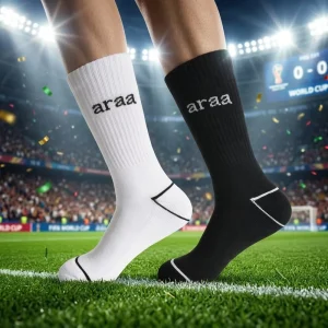 Men’s Custom Logo White Mid Thickness Crew Cotton Sports Socks Breathable for Men Women Tennis Socks