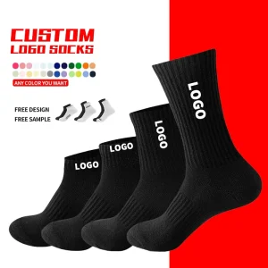 Men’s Designer Sports Socks with Embroidered Logo Custom High Crew Knitted Fashion for Spring Season