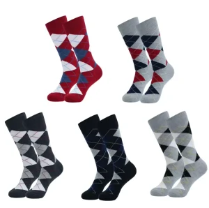 Men’s Dress Socks Argyle Business Suit Socks Crazy Funny Diamond Socks Gift for Wedding