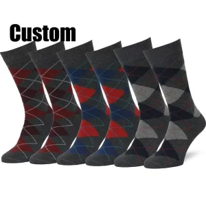 Mens Dress Socks Business Casual Solid Pattern Cotton Crew Sock