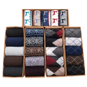 Men’s Dress Socks Custom Logo Cotton Knitted Classic Round Neck Casual Boxed Work Socks for Summer