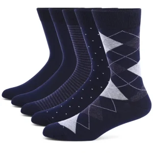 Men’s Dress Socks Dot Breathable Argyle Stripes Business Casual Solid Pattern Suit Socks for Work Socks Men