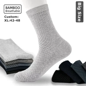 Mens Dress Socks Solid Color Leisure Business Bamboo Sports Socks OEM Service Custom Logo