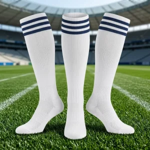 Men’s Eco-Friendly Anti Slip Rugby Sports Socks Breathable Cotton Nylon High Crew Printed Pattern Knitted Body for Summer