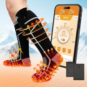 Men’s Electric Heated Socks Rechargeable Thermal Warm Cozy Heating Socks For Cold Weather Outdoor Work And Sports