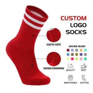 Men’s Elite Basketball Crew Sport Socks Customized Thick Bottom Performance Running Socks with Designer Logo for Autumn Season