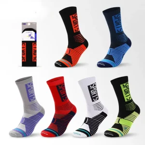 Men’s Elite Breathable Professional Basketball Socks High-Barred Knitted Crew Height for Autumn Season Customizable Logo Free