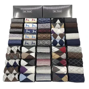 Men’s Fashion Trend Crew Fancy Dress Socks Casual Business Men Socks in Gift Box