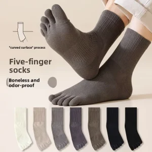 Men’s Five Toe Socks Autumn Model Solid Color Cotton Antibacterial Odor Resistant Anti Pilling Breathable Sweat Absorbent