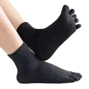 Men’s Five-toe Pure Color Crew Socks Autumn Casual Breathable Sweat-absorbent Cotton Socks