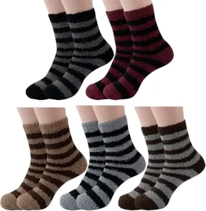 Men’s Fluffy Winter Socks Soft Thermal Crew Warm Sleep Socks with Bottom Logo ODM Supply