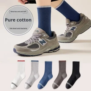 Men’s High Collar Mid Calf Socks Heel Toe Australian Cotton Sweat Absorbent Breathable Antibacterial Nylon Spandex