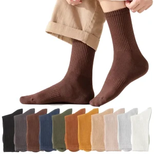 Men’s High Mercerized Cotton Sports Socks Breathable Black Bamboo Soft Hand Feel Crew Tube Business Free Size Spring