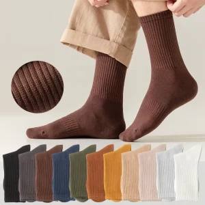 Men’s High Mercerized Cotton Sports Socks Breathable Black Bamboo with Soft Hand Feel Crew Tube Business Logo Free Free Size
