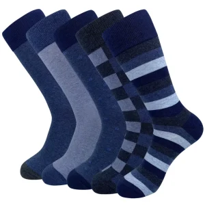 Men’s High Quality Combed Cotton Crew Socks Breathable Casual Dress Socks for Spring Custom Logo on Cuff