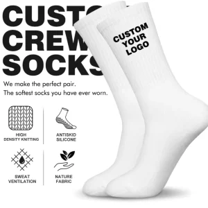 Men’s High White Cotton Summer Sports Socks All-Match Casual Boat Socks Logo Breathable Short Tube Anti-Slip