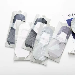 Men’s Invisible No Show Socks Summer Thin Ice Silk Boat Socks Cotton Bottom with Anti Slip Silicone Low Cut Daily Wear