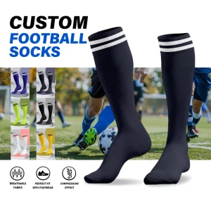 Mens Knee High Soccer Socks Custom Logo Long Football Socks