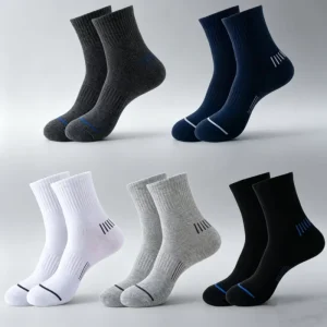Men’s Knitted Spandex Polyester Cotton Crew Socks Cuff Sweat-absorbing Breathable Anti-slip Sports Running Spring Youth